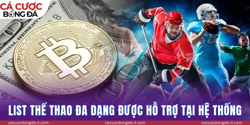 List thể thao đa dạng được hỗ trợ tại hệ thống